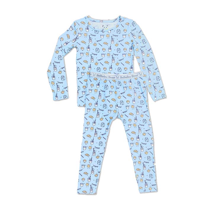 Bellabu Bear - Wholesale Sleepwear Set - Kids - Milk and Cookies Blue Bamboo Two-Piece Set