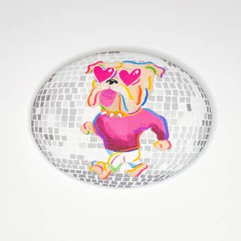 Pink Lady Disco Ball Painting Canvas Print