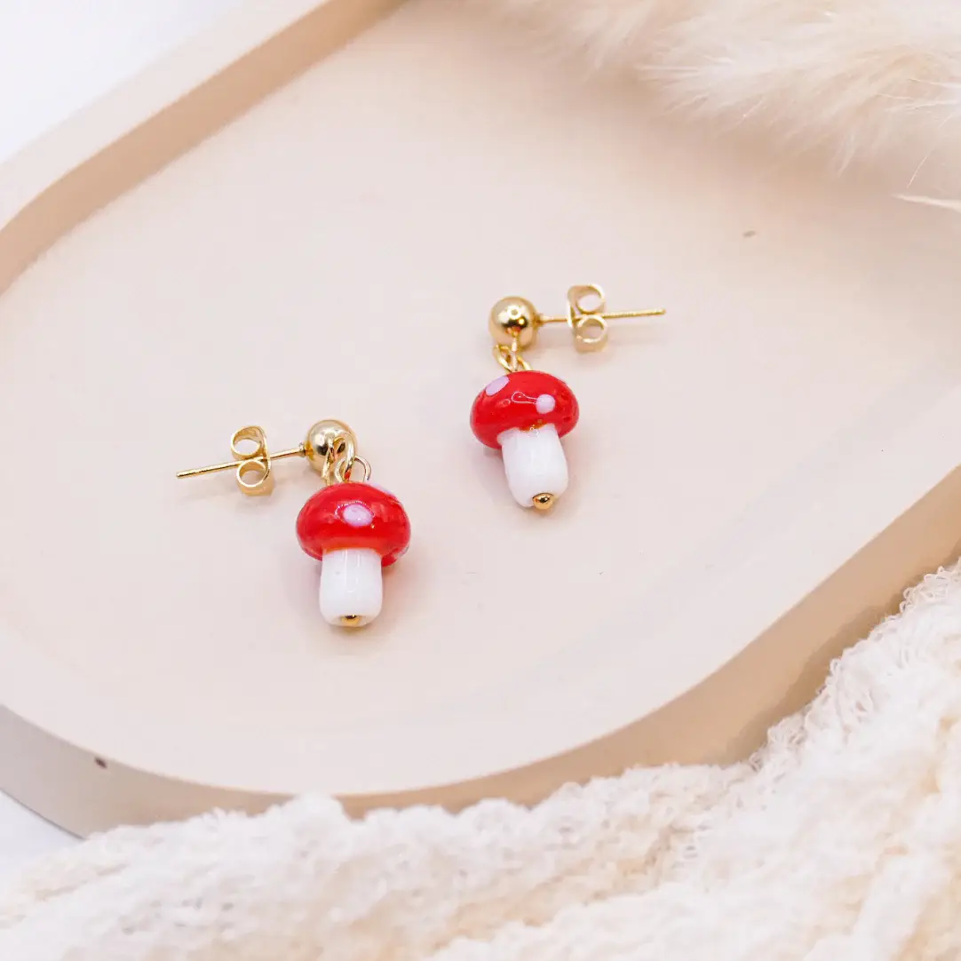 Tilda&Theo - Wholesale Dangle Earrings - Mushroom Earrings Stainless Steel - Mushroom Stud Earrings Fly Agaric1