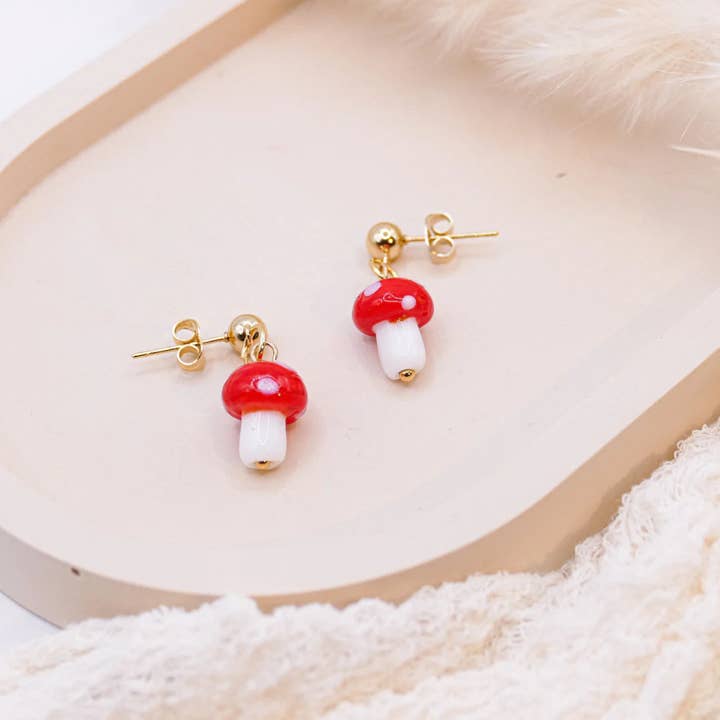 Tilda&Theo - Wholesale Dangle Earrings - Mushroom Earrings Stainless Steel - Mushroom Stud Earrings Fly Agaric1