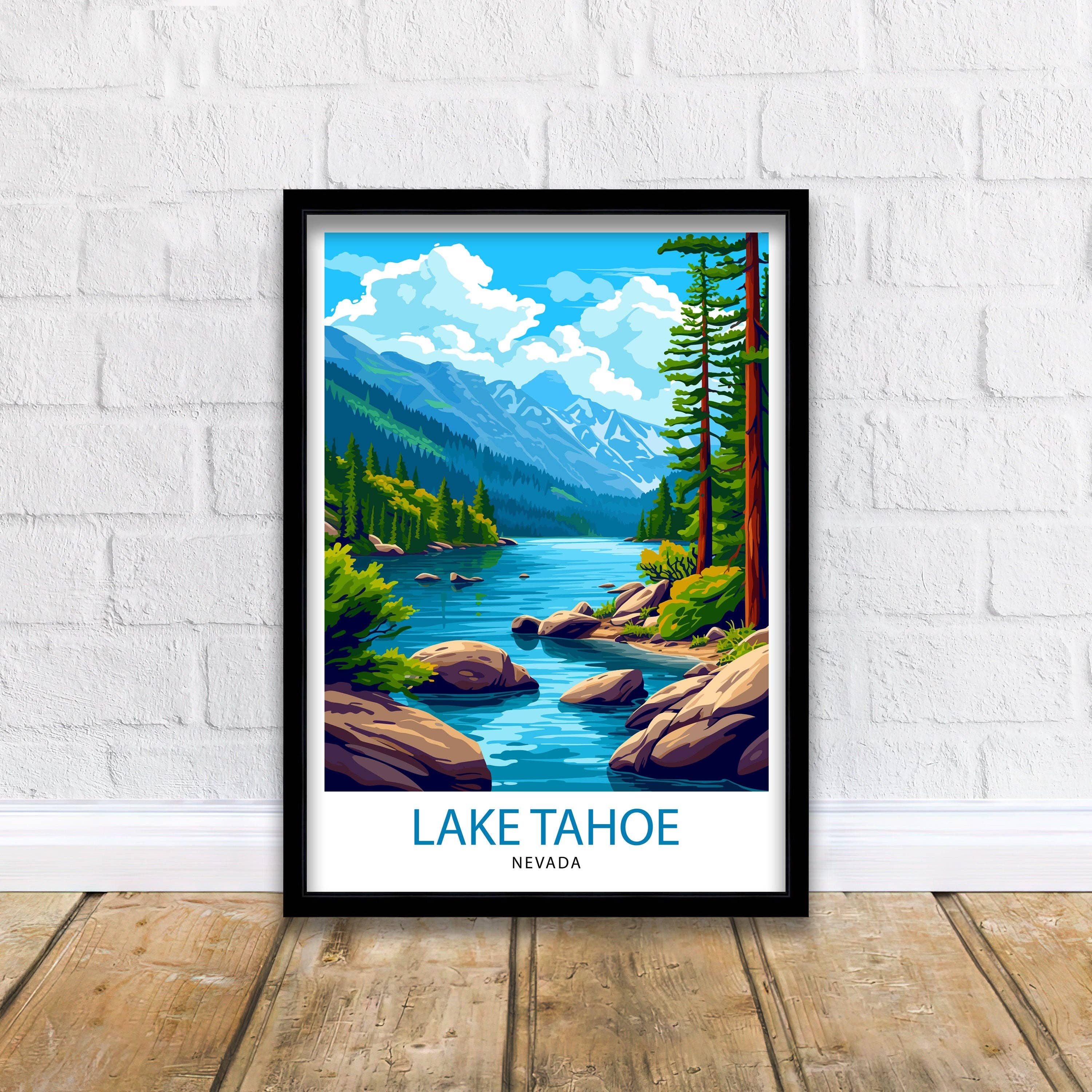 InkNPrintz – wholesale Art print – Lake Tahoe California Travel Poster Lake Tahoe5