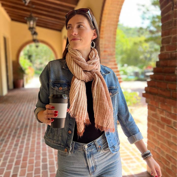 Humble Hilo - Wholesale Scarf - Women's - Humble Hilo Cumulus 100% Cotton Scarf Center Stripes36