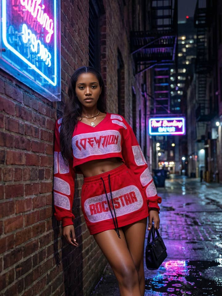 Grafisk Beskuren Sweatshirt & Minikjol Set för wholesale av J2 FASHION