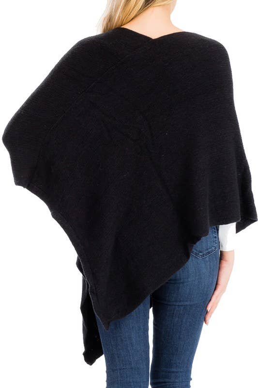 Cap Zone - Vente Poncho – femme - Poncho à coupe en V simpliste à volants3