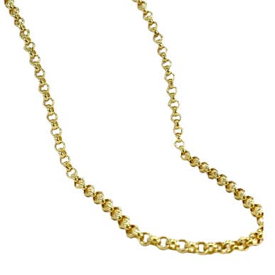 Halbdicke Rolo-Halskette mit ineinandergreifenden Gliedern aus 14-karätigem Gold für den Großhandel von Pori Jewelry