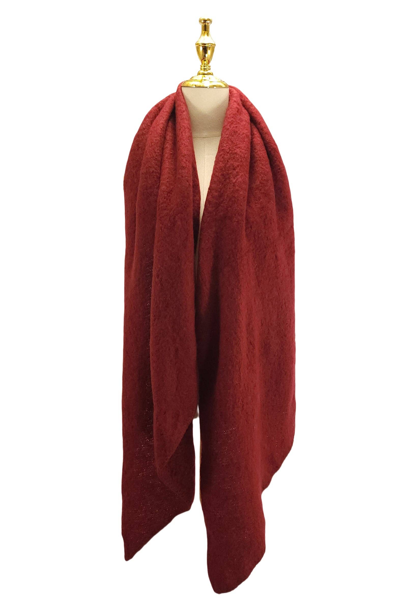 Fashion Scarf World - Wholesale Scarf - Women's - Plain Boucle Diagonal Edge Wool Scarf4