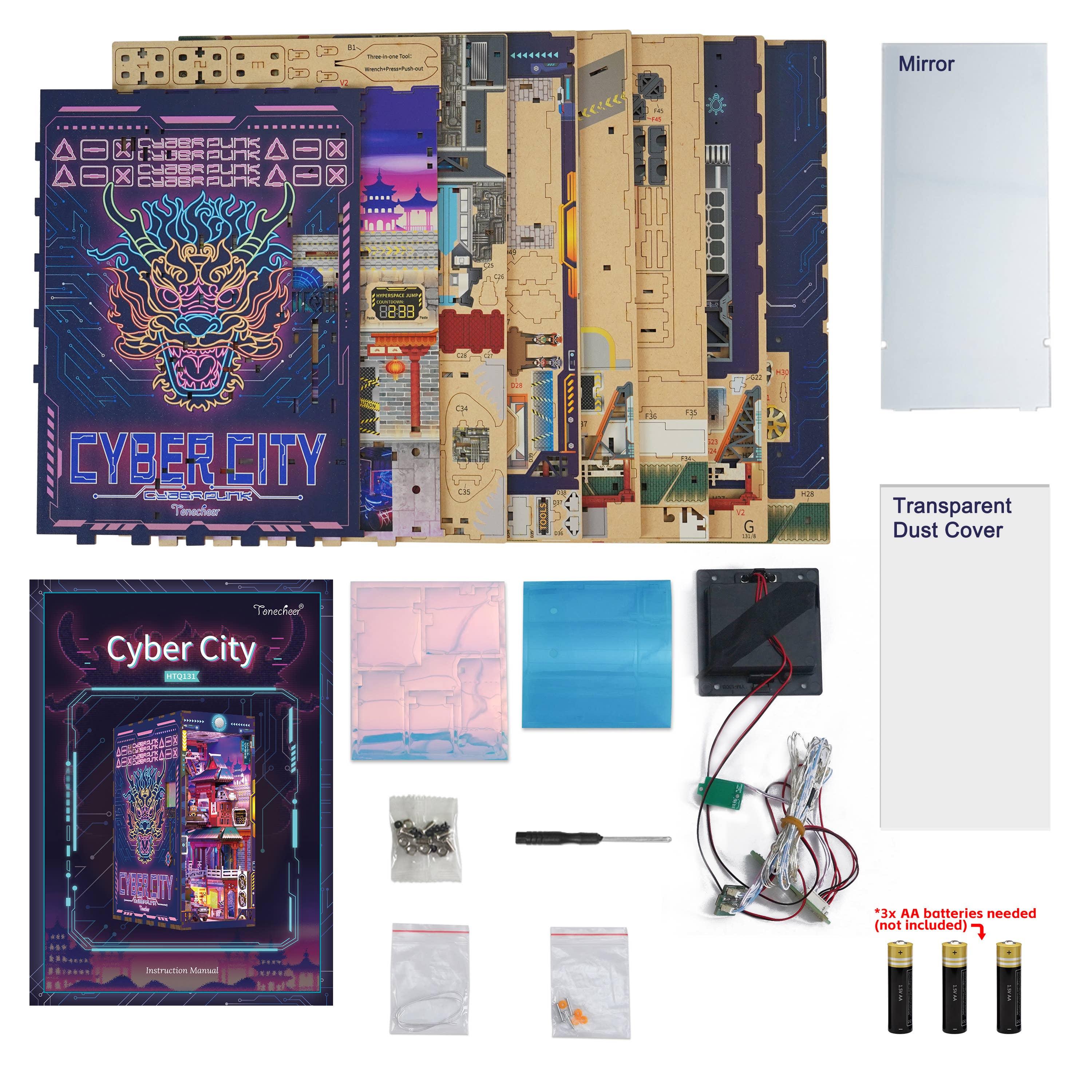 Hands Craft Intl – Engroshandel DIY-hobbysæt – DIY miniature hus boghylle kit: Cyber city med støvbeskytter6