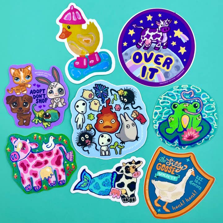 Kitsch Stitch Creations - Wholesale Sticker - Mermaid Cow Vinyl Sticker4