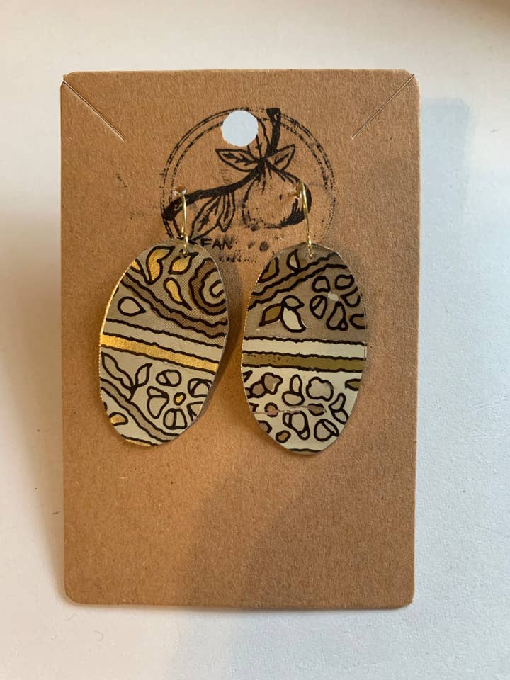 Beige Swirl Tin Earrings for wholesale by Fancy Fig Creations