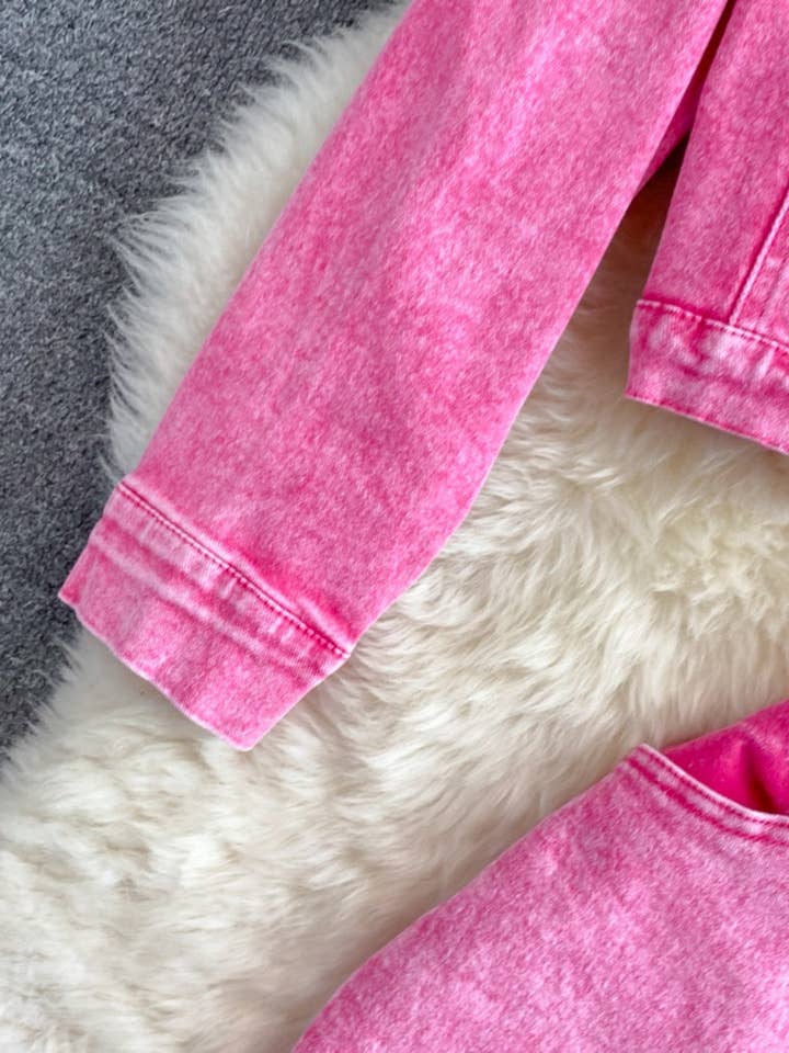 PINK Denim Cropped Jacket and Split-Hem Midi Skirt Set for wholesale on Faire9