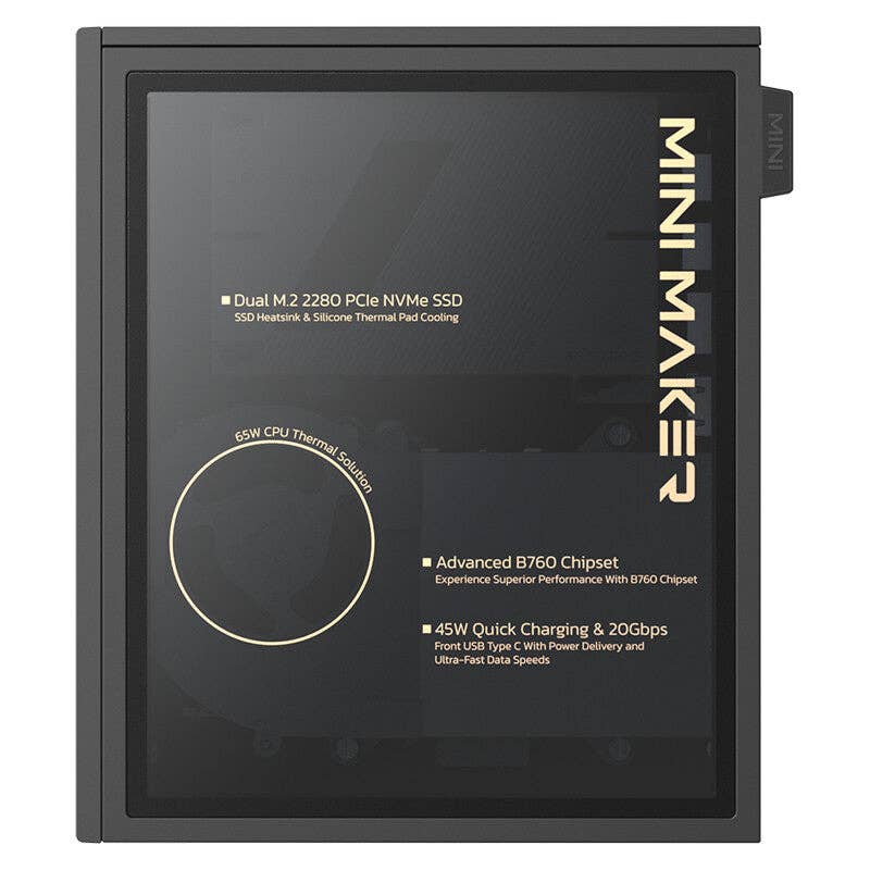 ITEK - Wholesale Small/Handheld Appliance - itek Mini PC Barebone - 1.4L- B760- 2xDDR5- 2xM.2- 2.5"- WiFi- BT- 2xType-C- 2xUSB3- 2xUSB2- HDMI- 2xDP- 2.5Gb Eth.- Finger Rec3