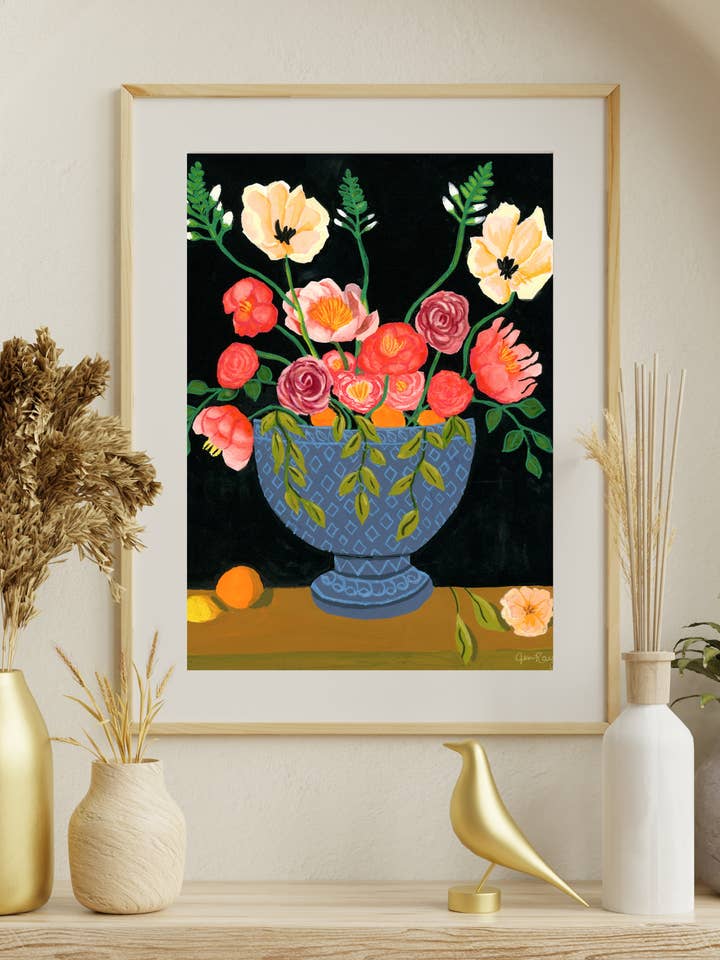 Floral Gouache Giclee Fine Art Print for wholesale by Jen Ray Studio
