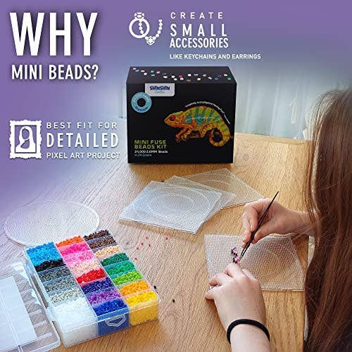 Craftiloo - Wholesale DIY Craft Kit - 24,000 Mini Fuse Beads kit 2.6mm, 24 Colors3