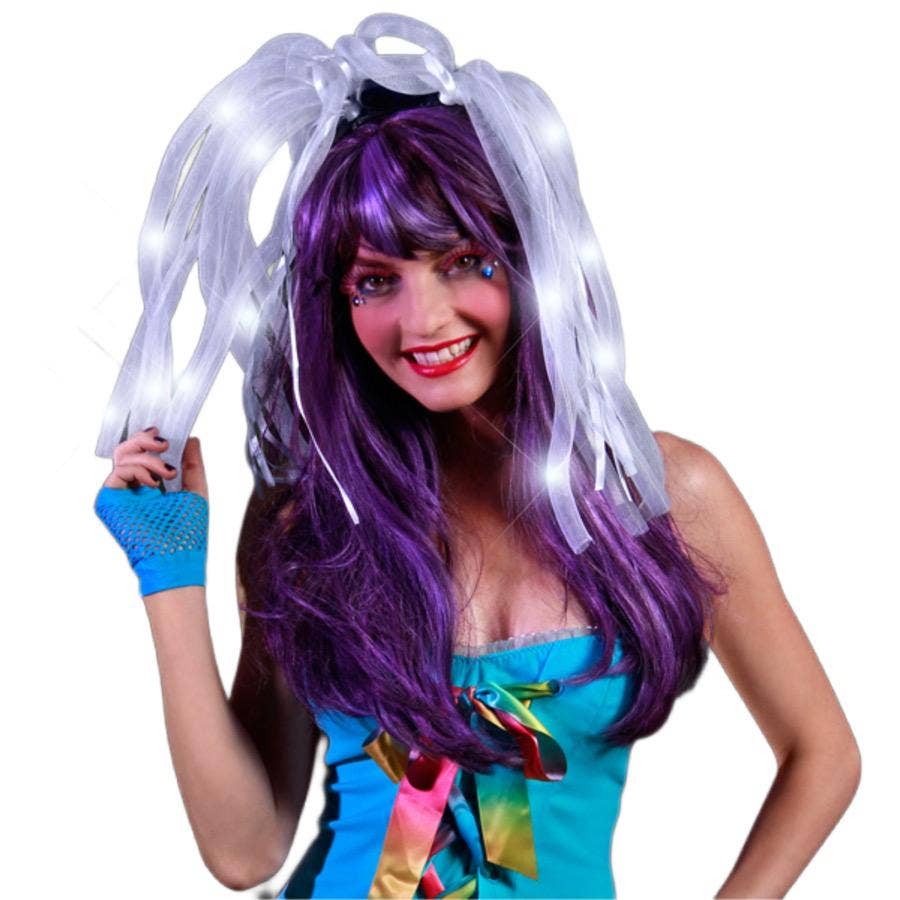 Blinkee.com, LLC - Wholesale Costume - Unisex - White LED Noodle Headband Flashing Dreads3