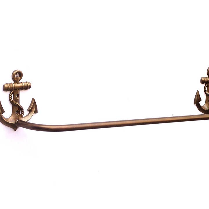 Hampton Ironworks - Wholesale Towel Holder/Hanger - Antique Brass Anchor Bath Towel Holder 28""3