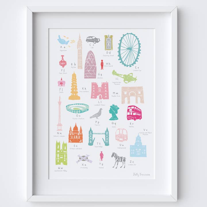 A-Z London Alphabet - A3 Print for wholesale by Holly Francesca