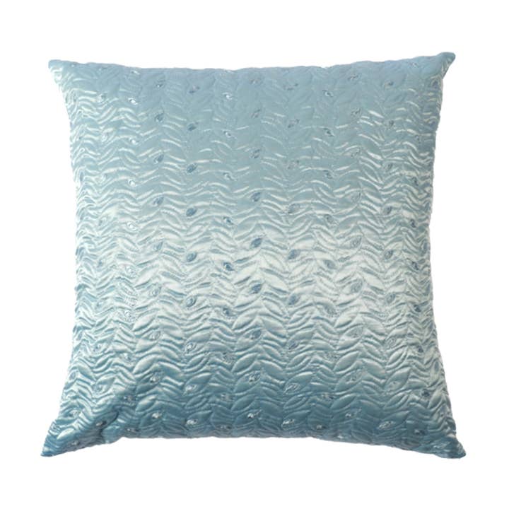 Coussin en soie matelassée-Stan avec broderie de feuilles pour la vente par DECO DECOR