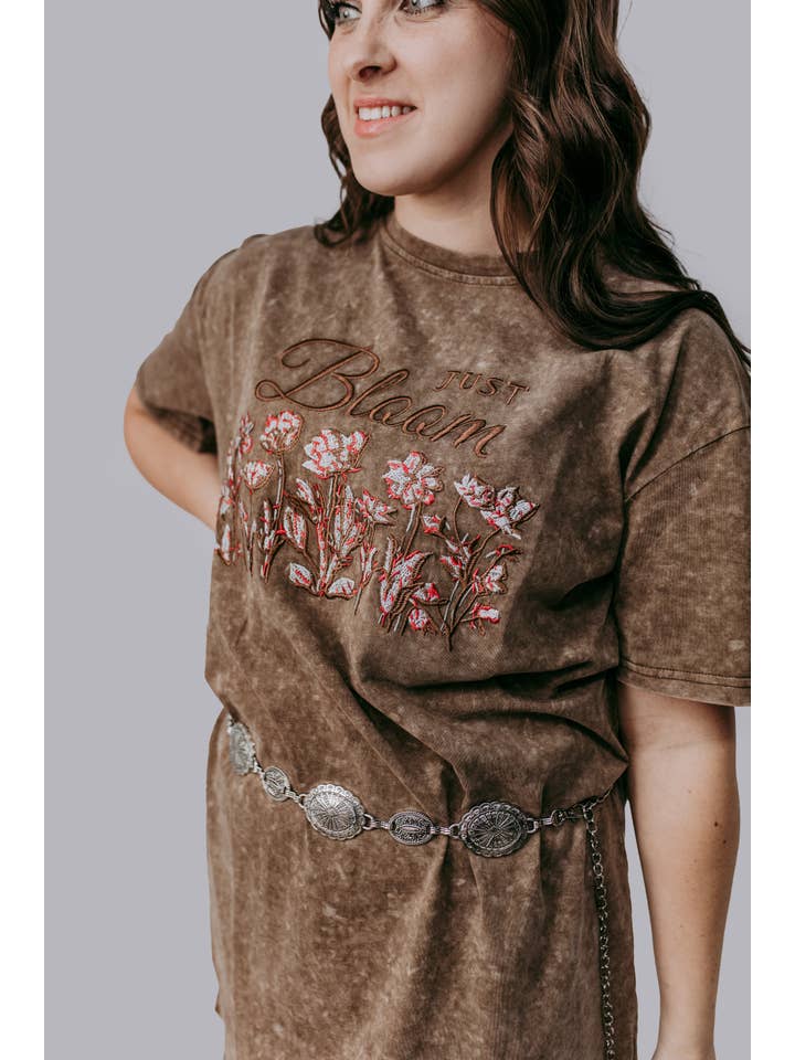 Brown MK415 Bloom T-Shirt Dress for wholesale on Faire