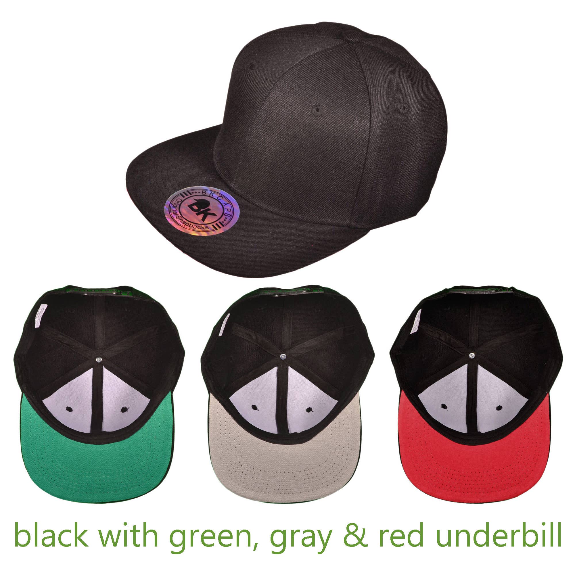 Buck Wholesale - Wholesale Flat Brim Cap - Unisex - Blank Snapback Hats - BK Caps Flat Bill Plain Vintage44