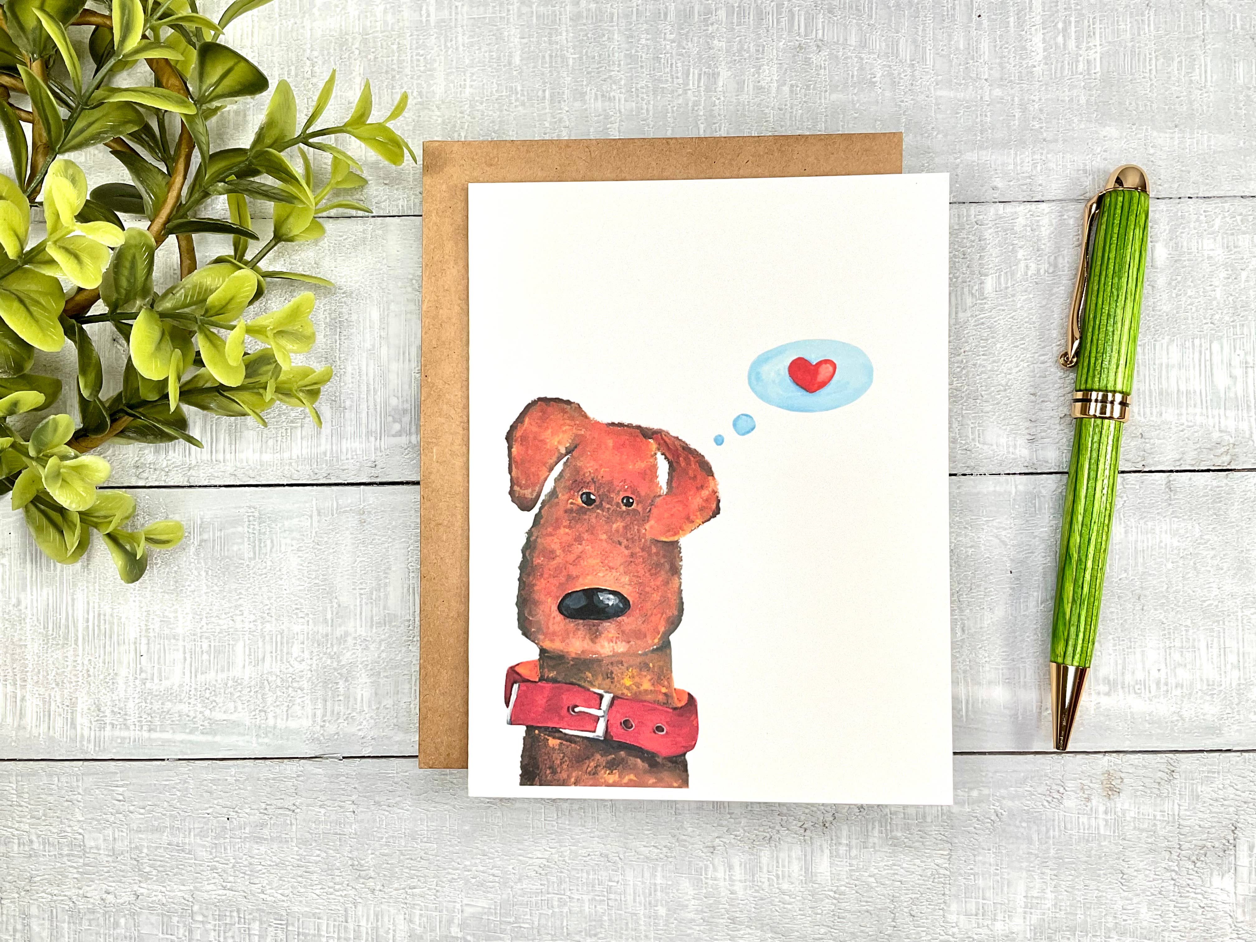 by Emily Young - Wholesale Love Card - Brown Dog With Heart