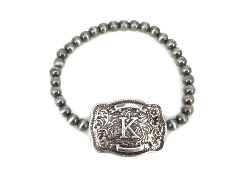 Snowing West - Wholesale Beaded Bracelet - Western Buckle Initial Stretch Bracelet7