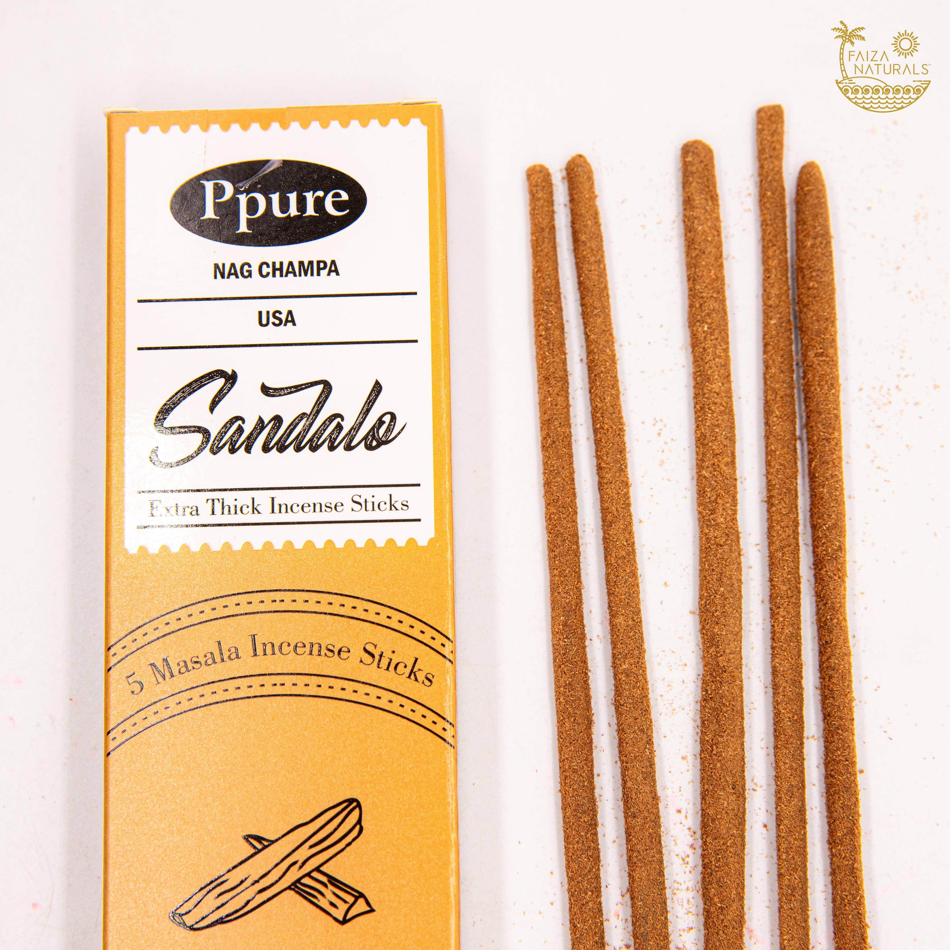 Faiza Naturals - Wholesale Incense - Sandalwood Incense Stick 5-Pack (Handmade, Ultra Thick)1