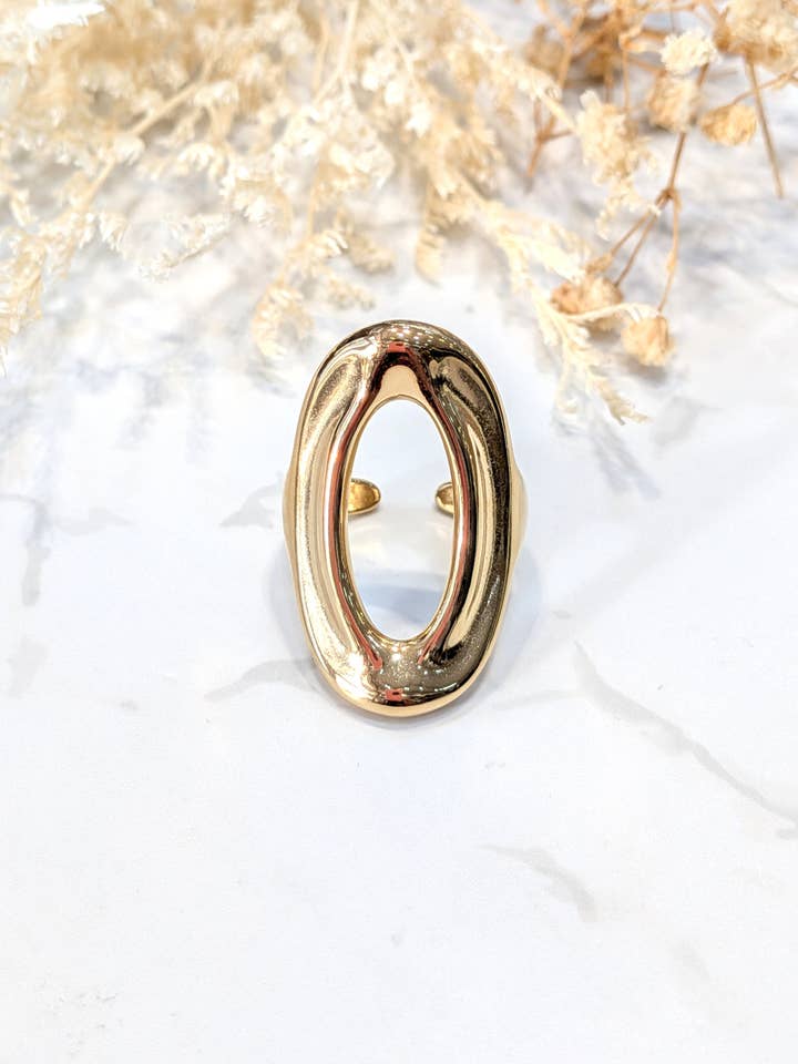 46333 Anillo ovalado de acero inoxidable para venta al por mayor de LOLO & YAYA