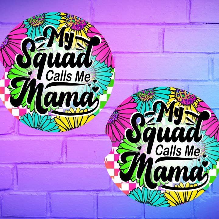 Mi grupo me llama «Mamá» — conjunto de posavasos para coche con flor neón para venta al por mayor de Beautiful Creations by Laney