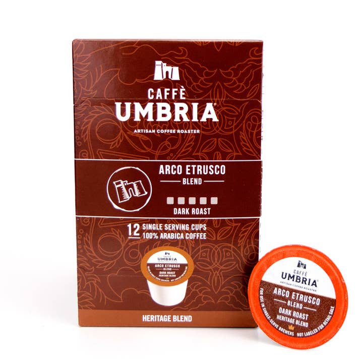 Arco Etrusco Blend Single Serving Cups (Box of 12) for wholesale by Caffe Umbria
