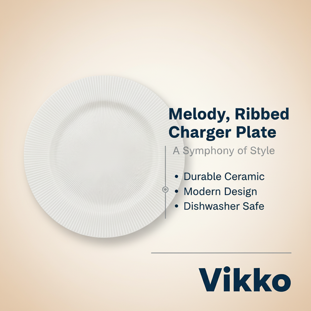 Kadra Kitchenware - Wholesale Charger Plate - Vikko - Melody, Ribbed Glass Charger, Pearl, 13"3