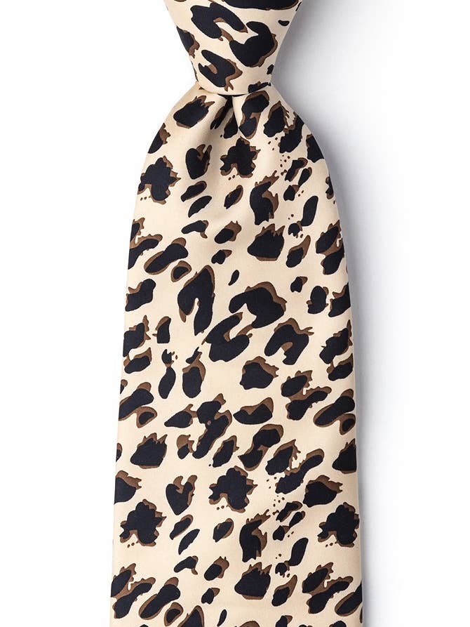 Leopard Animal Print Extra Long Tie - Tan/taupe Microfiber for wholesale by Wild Ties
