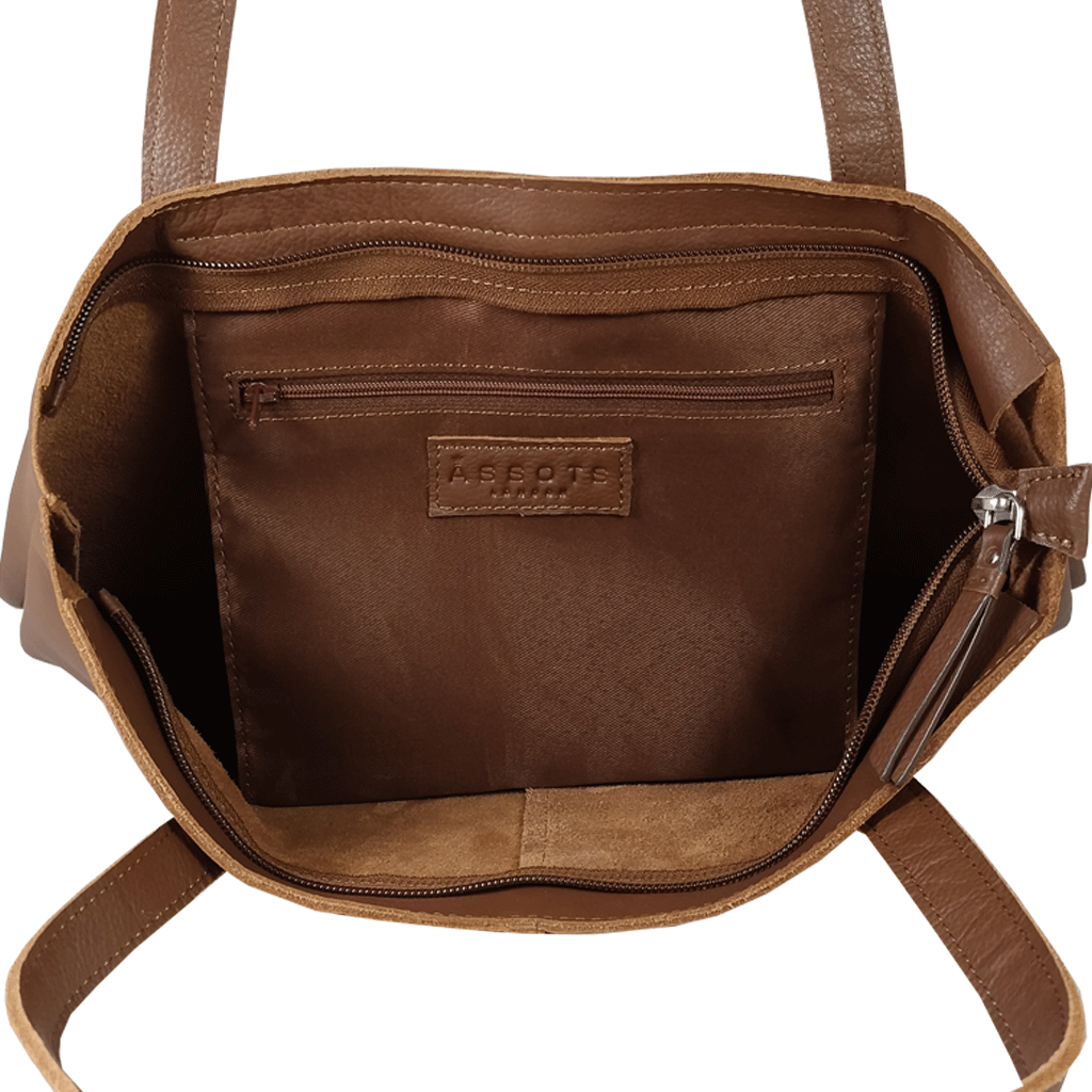 Assots London – wholesale Bärkasse - Dam – 'SIENNA' Tan Croc + Pebble Grain Ofodrad läder Tote väska8