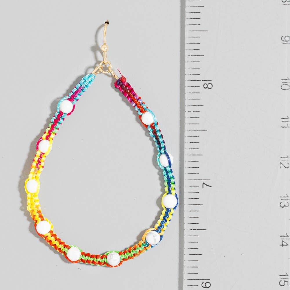 The Looks by Fame Accessories - Wholesale Hangende/ronde oorbellen - Steen Station Kralen Geregen Druppelvormige Oorbellen2