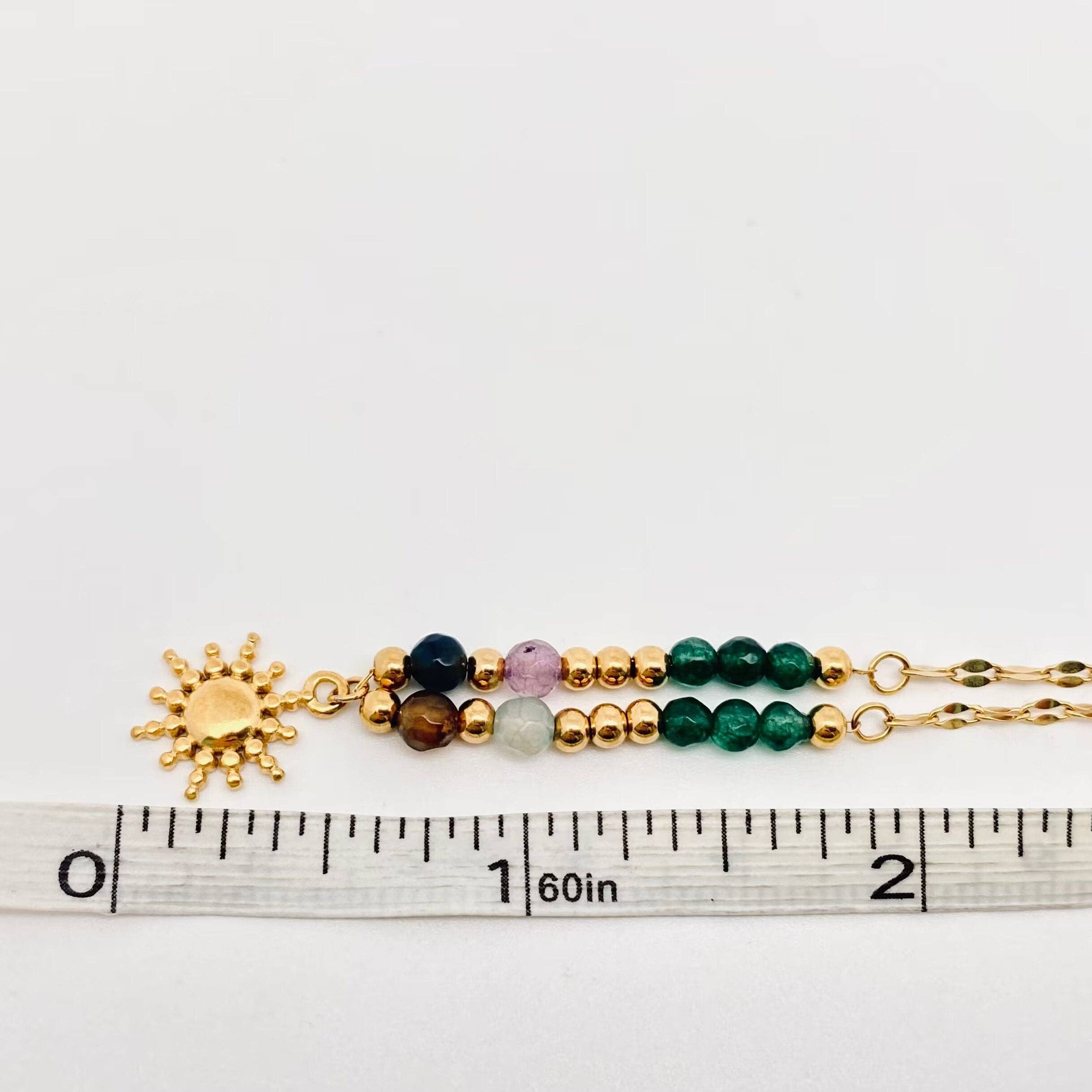 Mio Queena - Wholesale Pendant/Charm Necklace - Stone Beads 18 K Gold Plated  Sun Pendant Necklace - FGS/CS2