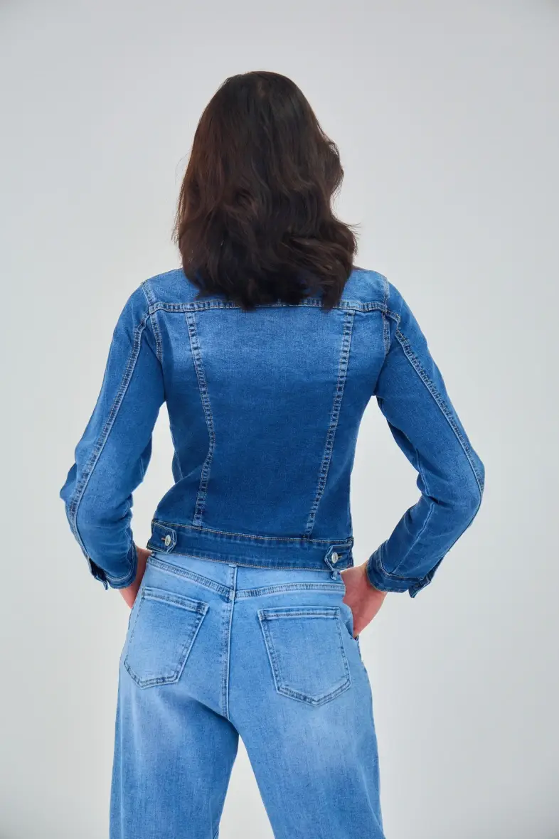 ANA & LUCY - Wholesale Denim Jacket - Women's - WOMEN'S JEANS JACKET - “Charlène” (Pearl and Strass)9