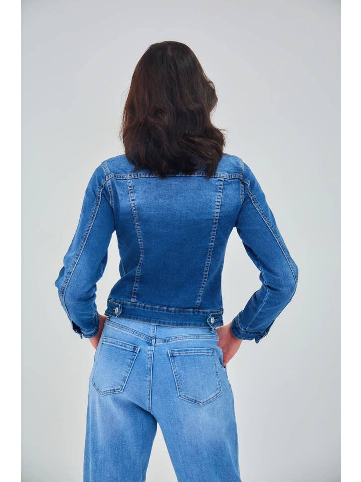 ANA & LUCY - Wholesale Denim Jacket - Women's - WOMEN'S JEANS JACKET - “Charlène” (Pearl and Strass)9