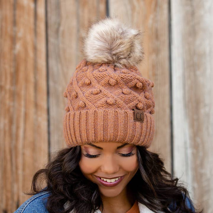 Truly Contagious - Wholesale Beanie - Women's - CC Crafted Pom Detail Beanie ( HAT-3836 )