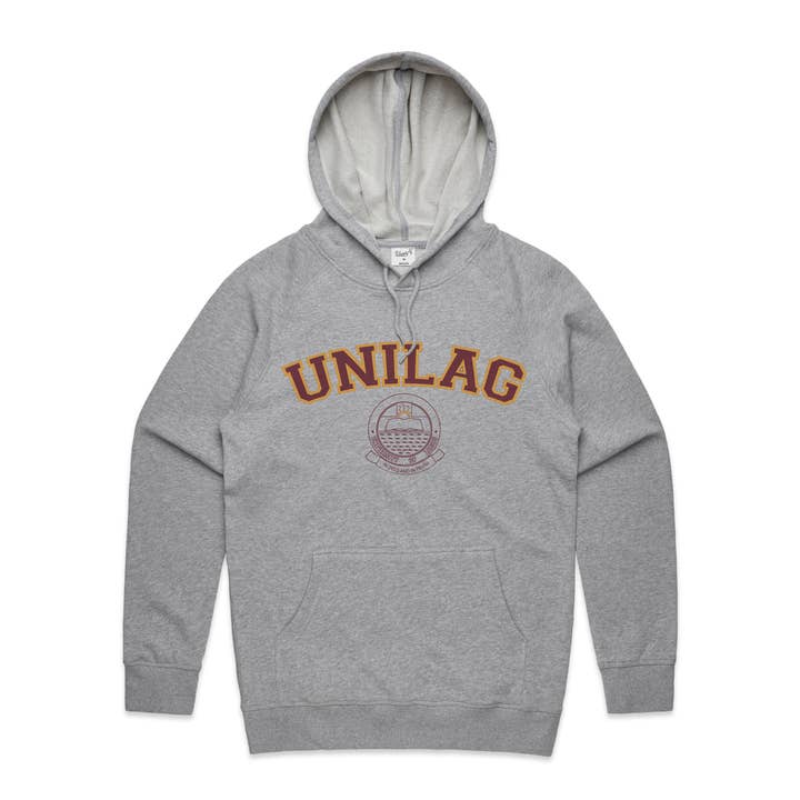 Camisola com Capuz Premium da Universidade de Lagos Cinzento Mesclado por atacado de Varsity54