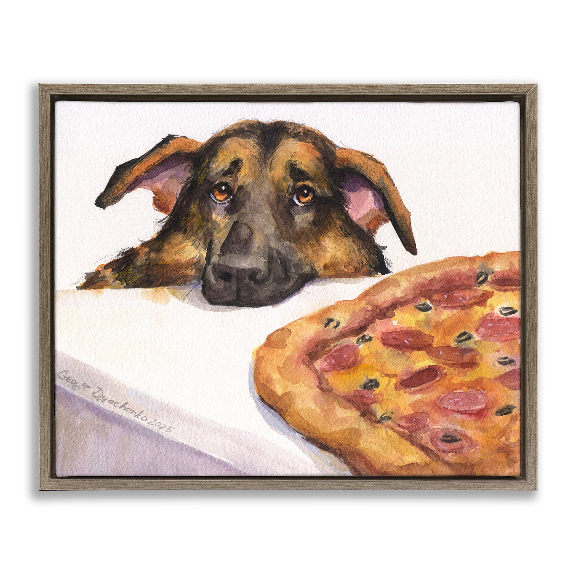 Stupell Industries - Wholesale Wall Sign - German Shepherd with Pizza - Framed Wall Art23