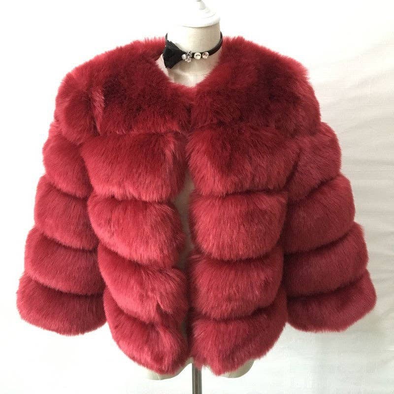 Marayn – wholesale Jacket – Women's – Luxury Faux Fox Fur Short Jacket for Women6