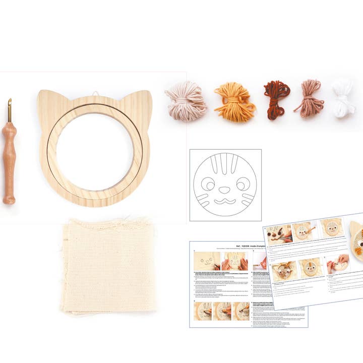 Graine Créative - Wholesale DIY Craft Kit - Kids - CAT PUNCH NEEDLE KIT Ø 150mm1