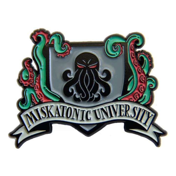 "Miskatonic University" H.P. Lovecraft Enamel Pin for wholesale by Ectogasm