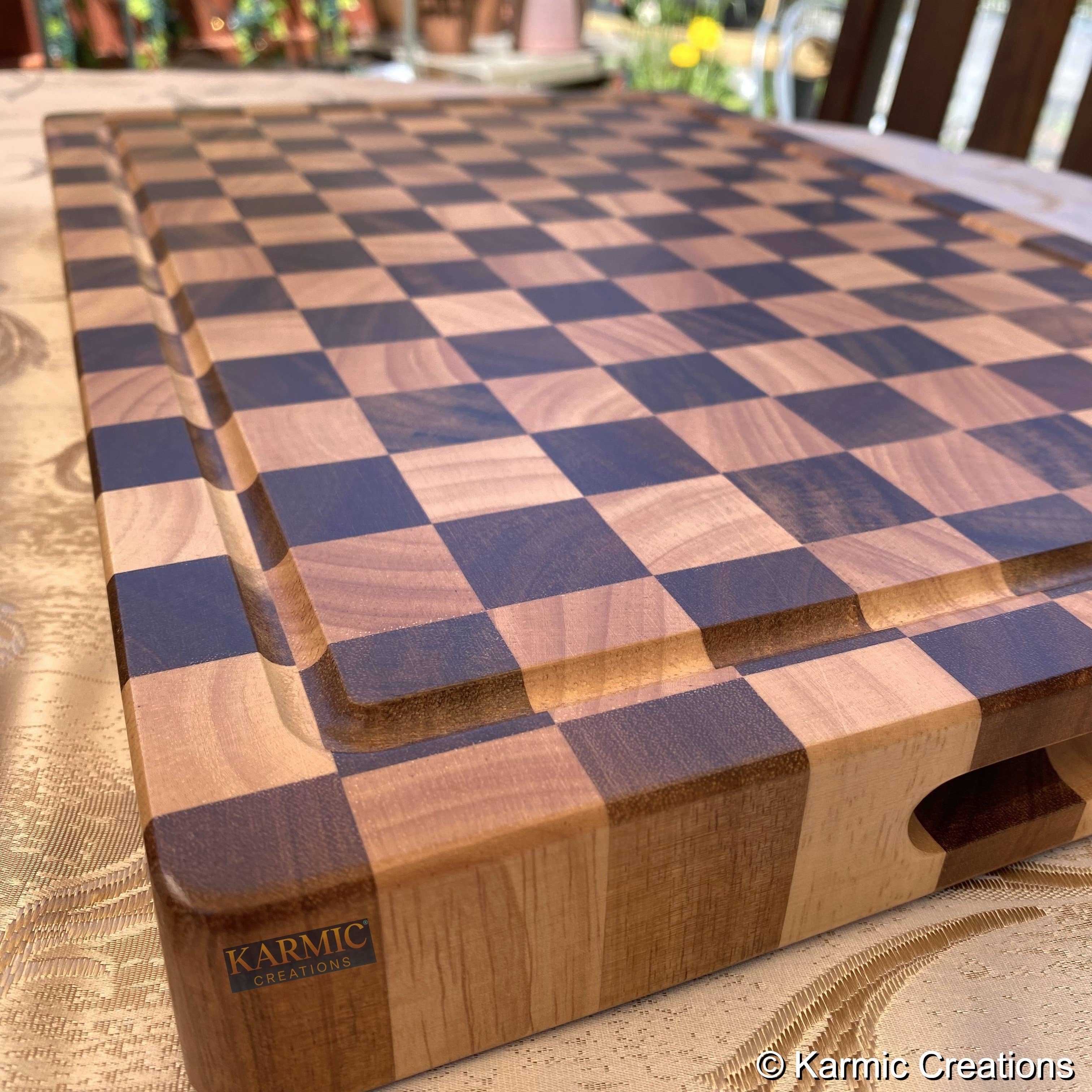 Karmic Creations - Wholesale Cutting Board - End Grain Checkered Cutting Board (Kitchen Size & BBQ Size)4