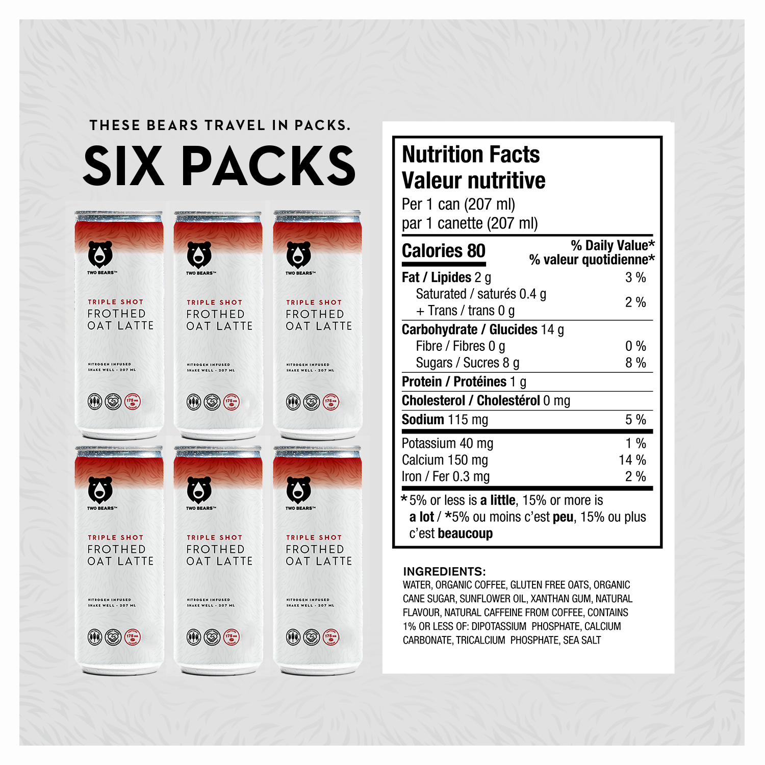 Two Bears - Wholesale Iced Coffee/Cold Brew - Triple Shot Oat Latte (207 ml)2