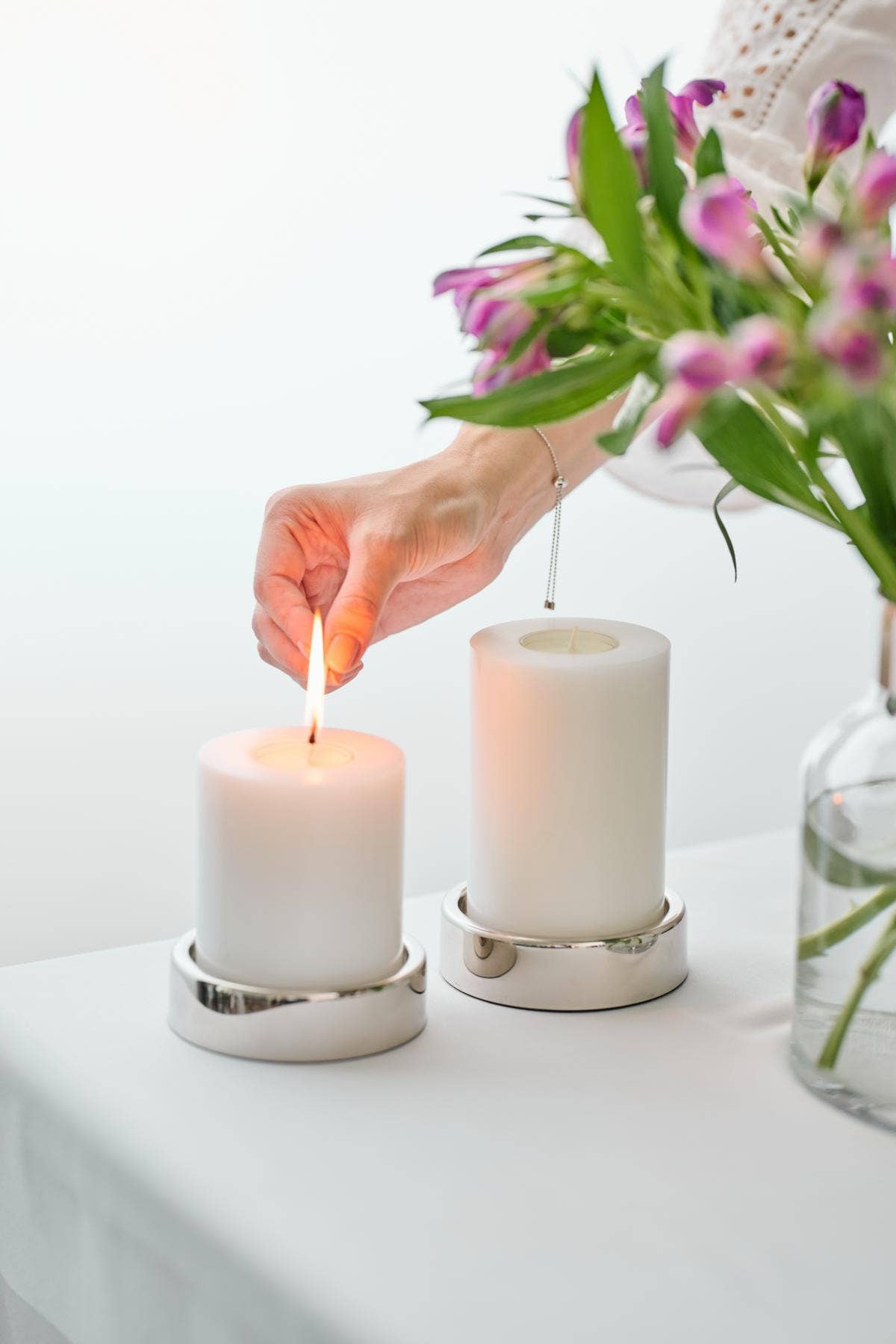 EDZARD - Wholesale Candle Holder - Set of 2 Candle Holders Sanremo, silver-plated2