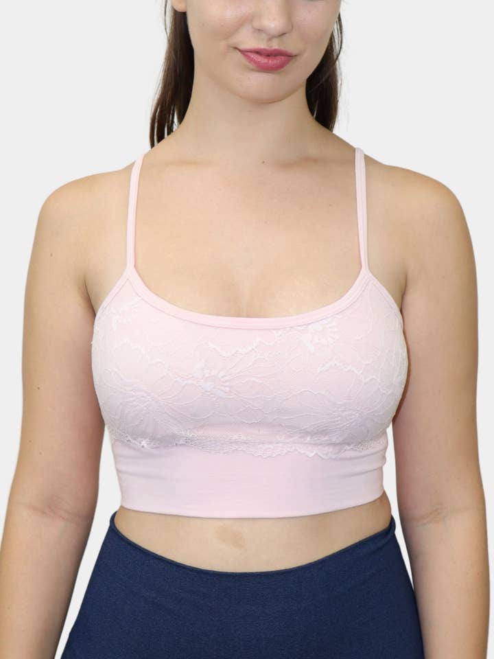 ELIETIAN - Wholesale Bralette - Women's - Spaghetti Strap Bra w/Lace Overlay9