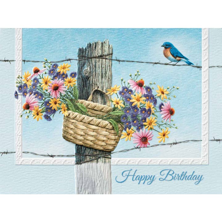 Pumpernickel Press - Wholesale Birthday Card - Balancing Bluebird - Petite