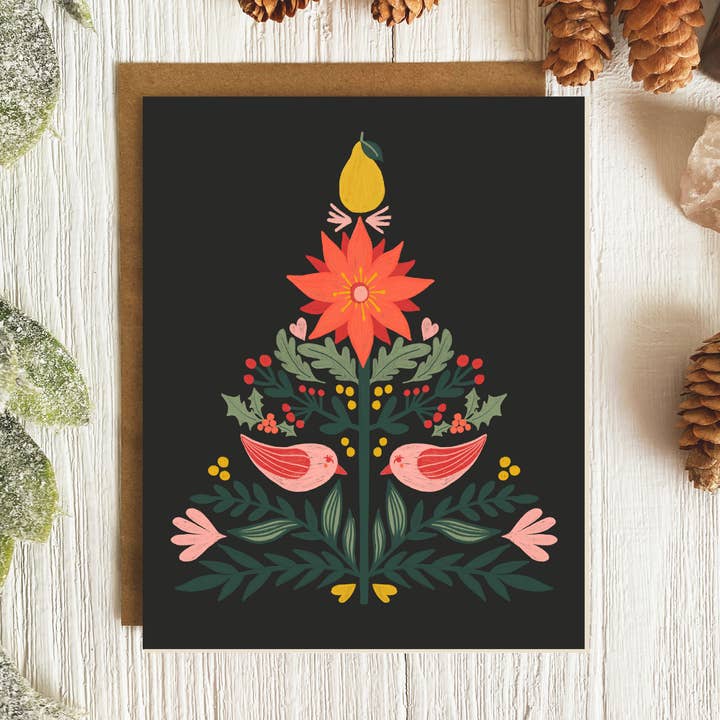 Christmas Folk Art Card | Scandinavian Yule | Single Card for wholesale by Dream Folk Studio