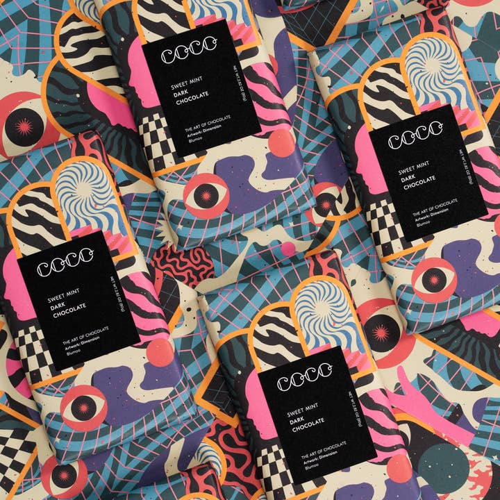COCO Chocolatier - Wholesale Chocolate Bar - Sweet Mint Dark Chocolate Bar 80g (Pack of 12)