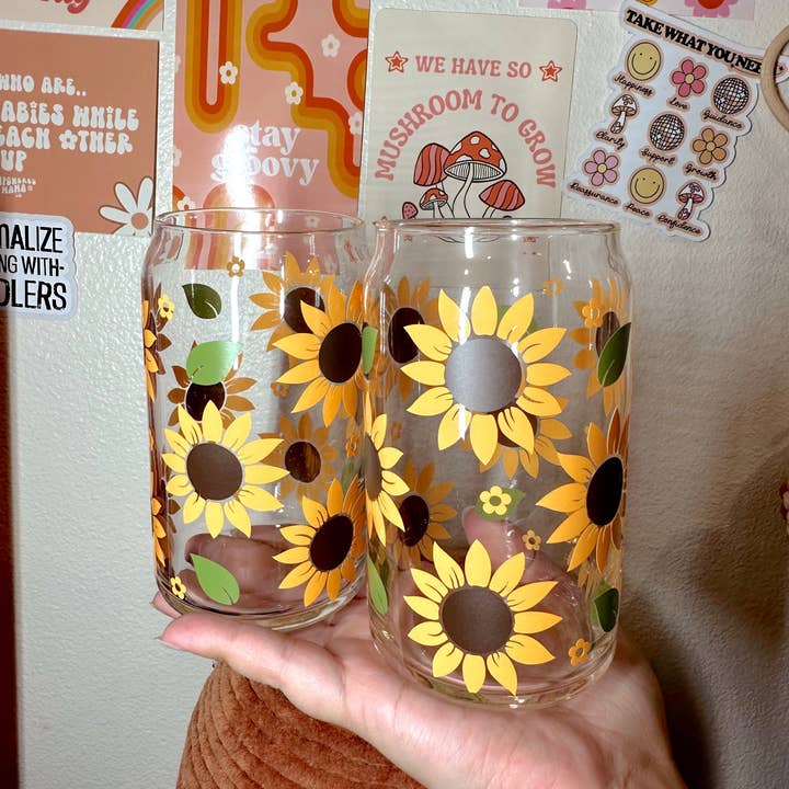 amarieacreates - Wholesale Drinking Glass/Cup - Sunflower Glass Cup1